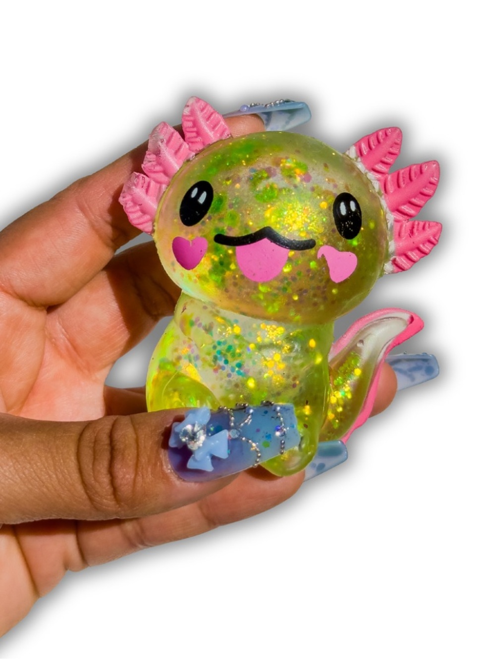 NEW Green Axolotl Squishy Fidget Toy Glitter Slow Rise Stress Relief Squishy